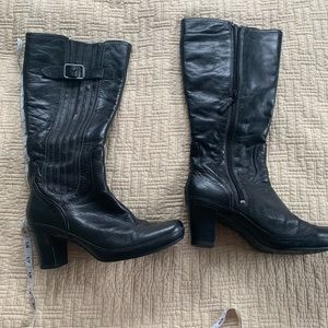 Artisan Clark’s brand, black knee length, zip boots, size 9